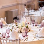 White and pink floral wedding table centrepiece