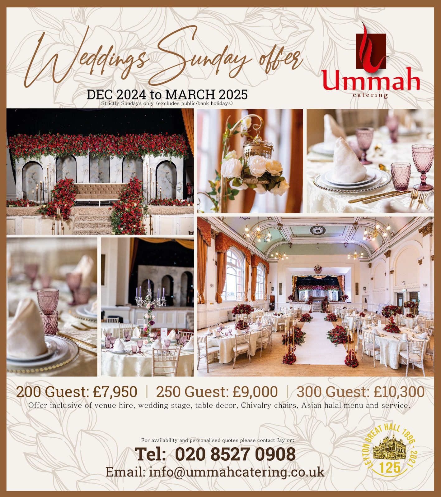 Promotional graphic for the Ummah Catering Sunday wedding package offer