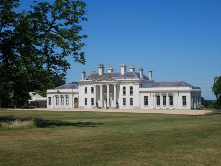 Hylands Estate (Manor House) 1 White mansion venue exterior surrounded by lawn and trees